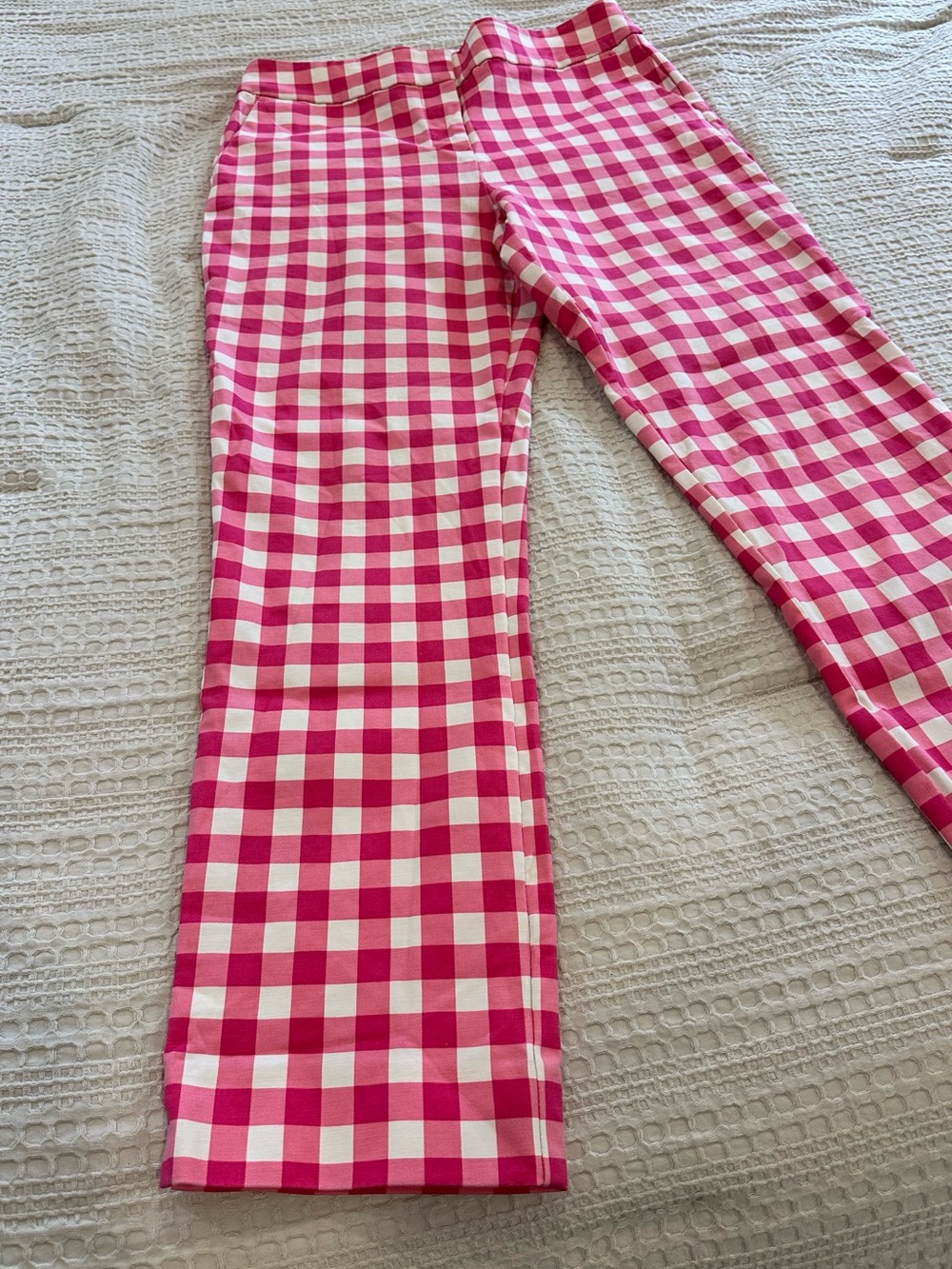 Boden Women’s Bright Pink Gingham Checkered Trouser Mid Rise Ankle Pants Size 6 - Picture 2 of 13